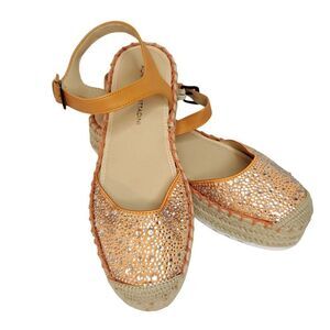 Adrienne Vittadini Slingback Espadrilles 6 Orange Embellished Jewelled